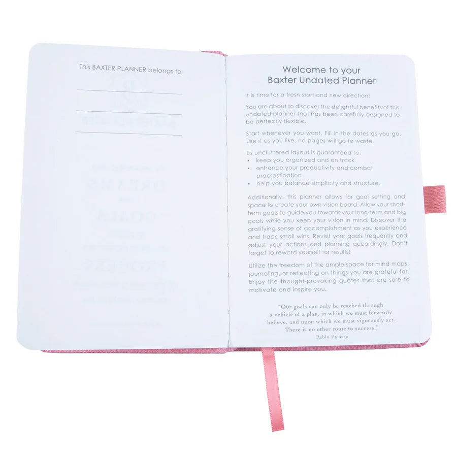 Baxter Undated Planner Pocket Edition Pink (Durable Synthetic Fibre Flexcover)
