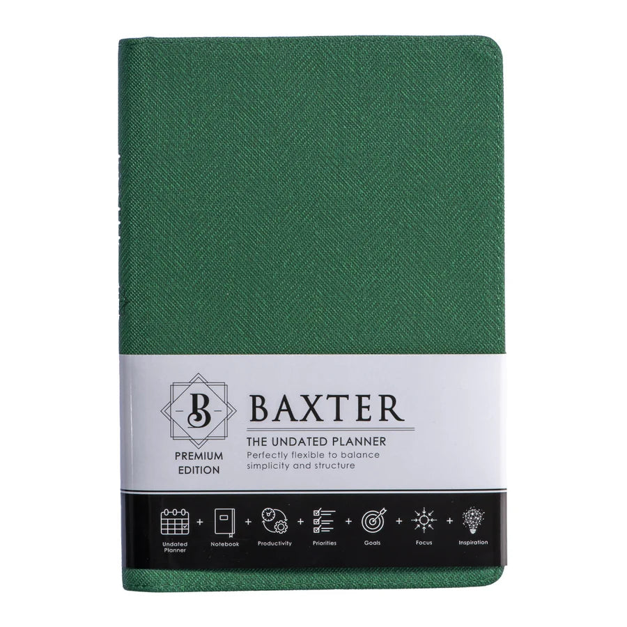 Baxter Undated Planner Premium Edition Green (Durable Synthetic Fibre Flexcover With Zip)