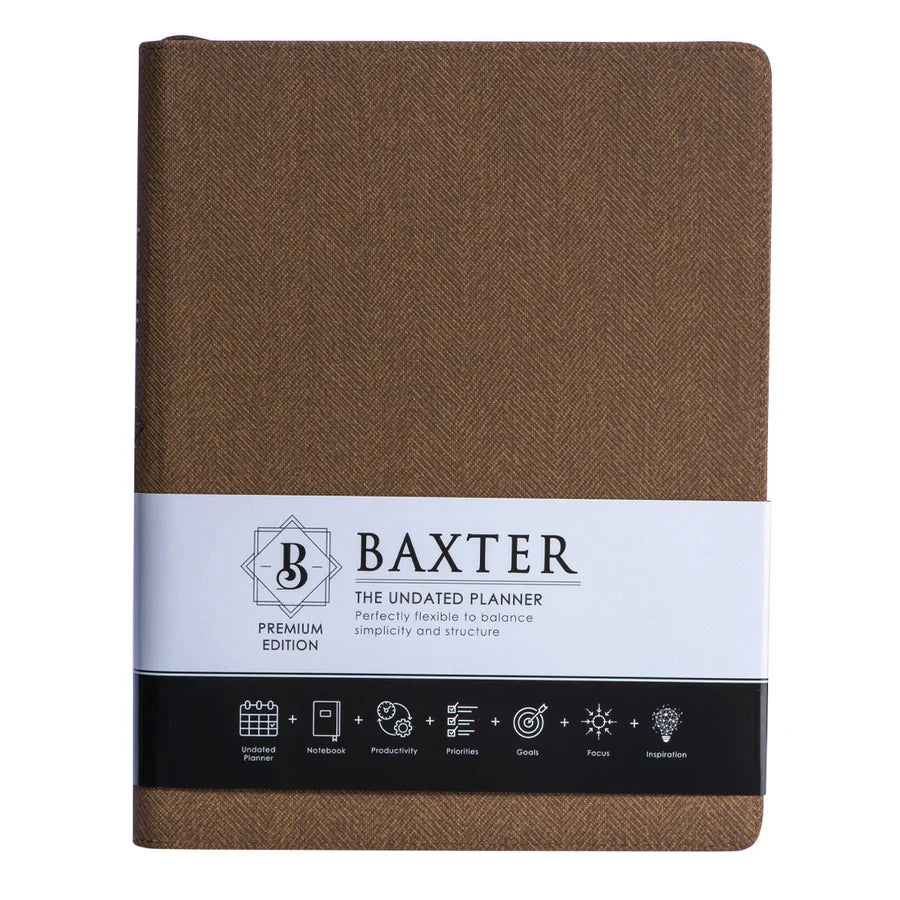 Baxter Undated Planner Large Premium Edition Brown (Durable Synthetic Fibre Flexcover With Zip)