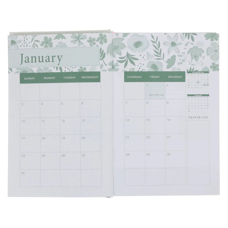 2027 Diary - General Christian Daily Planner for Women - Pink - Hardcover with Stationery Set