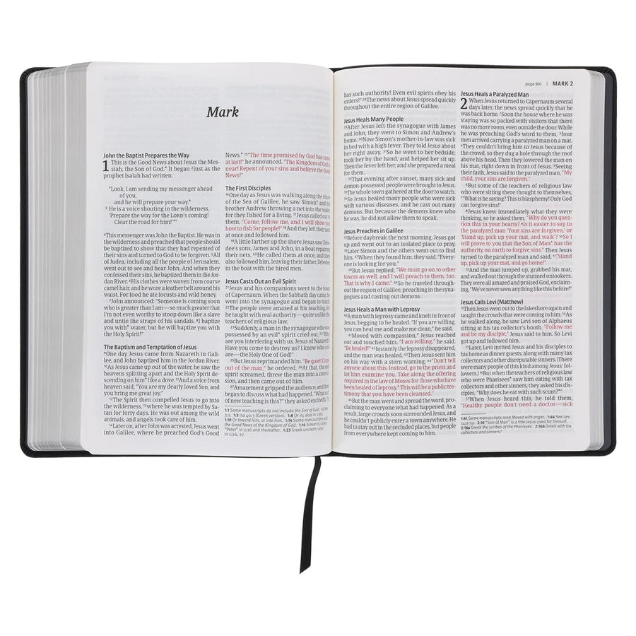 NLT Black Pattern Faux Leather Bible Large Print