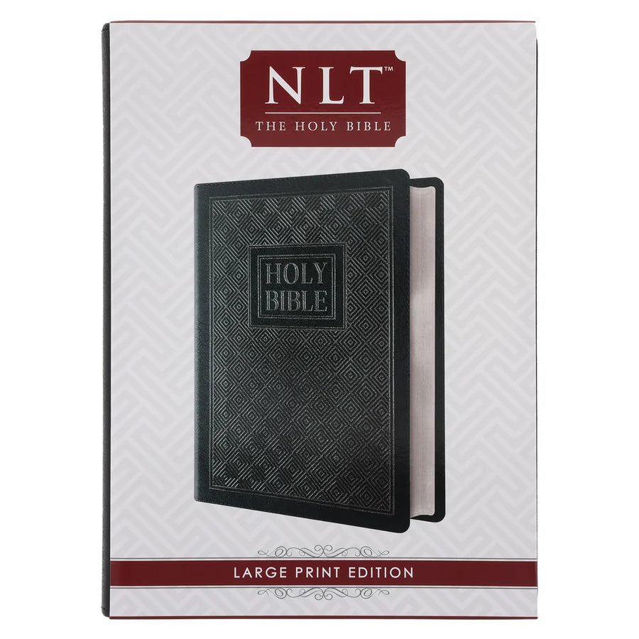 NLT Black Pattern Faux Leather Bible Large Print