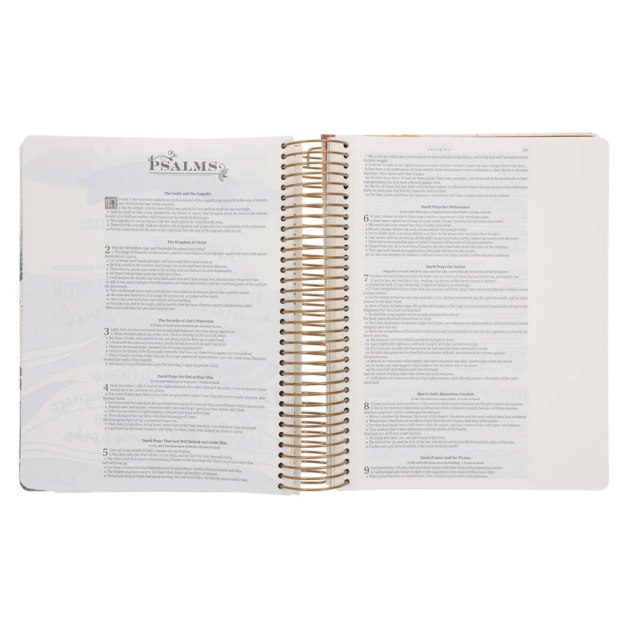 KJV Cream & Gold Leaves Spiral-Bound Faux Leather My Creative Bible Illustrators Edition