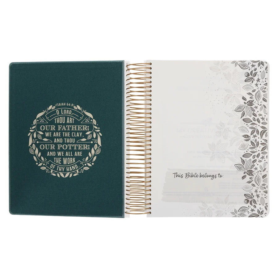 KJV Teal Spiral-Bound Hardcover Linen Cloth My Creative Bible Illustrators Edition
