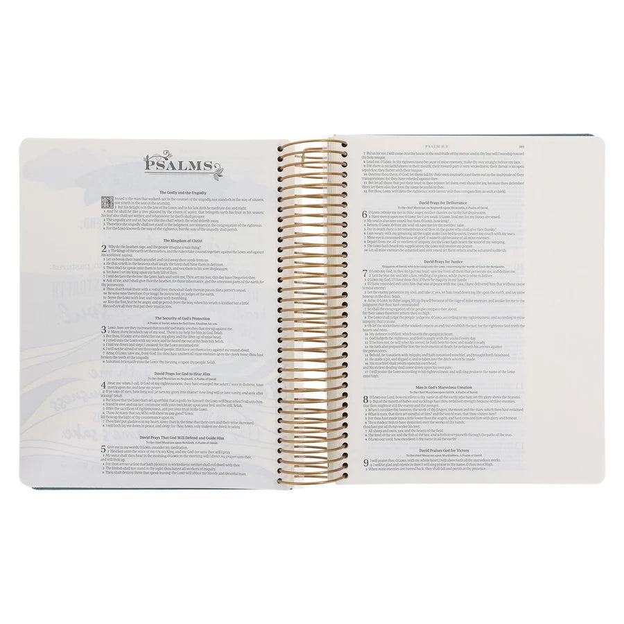 KJV Teal Spiral-Bound Hardcover Linen Cloth My Creative Bible Illustrators Edition