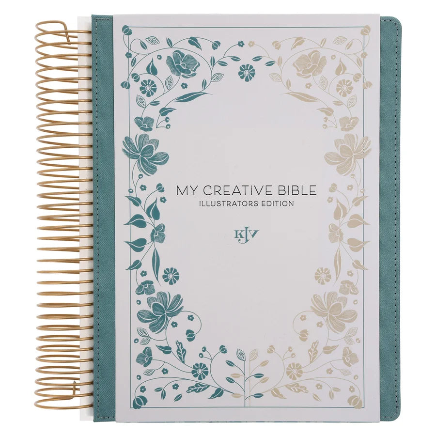 KJV Teal Spiral-Bound Hardcover Linen Cloth My Creative Bible Illustrators Edition