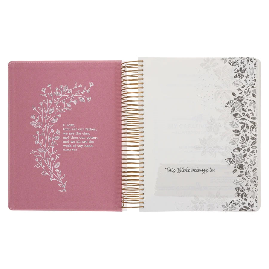 KJV Pink Spiral-Bound Hardcover Faux Leather My Creative Bible Illustrators Edition