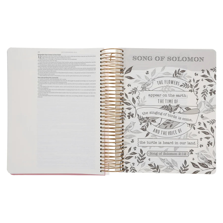 KJV Pink Spiral-Bound Hardcover Faux Leather My Creative Bible Illustrators Edition
