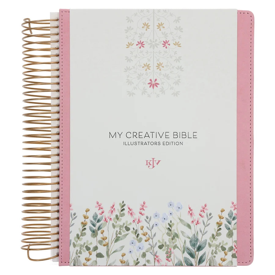 KJV Pink Spiral-Bound Hardcover Faux Leather My Creative Bible Illustrators Edition