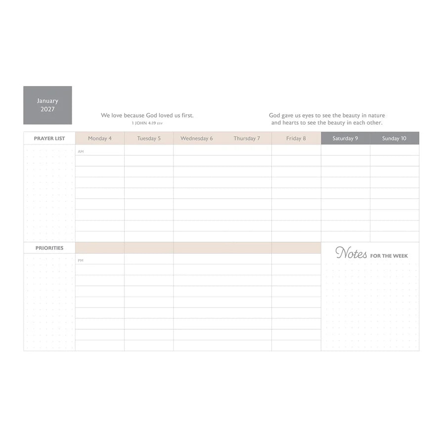 2027 Diary - 18-Month Planner for Women - Be Still and Know - Faux Leather with Zip