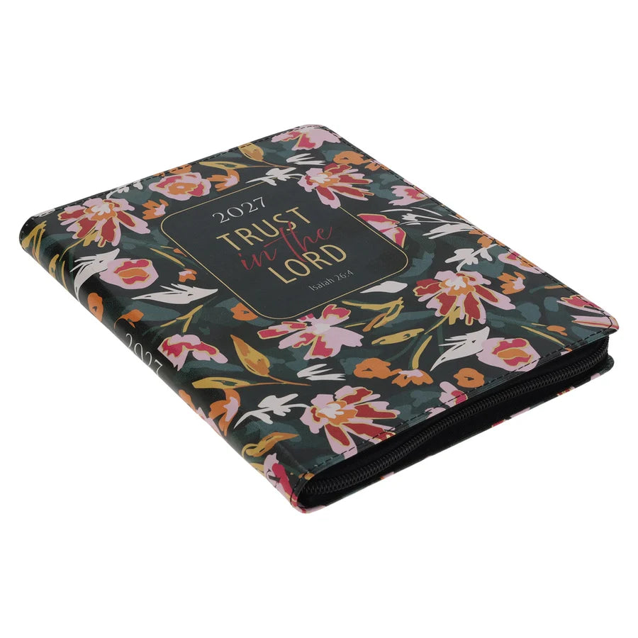 2027 Diary - 18-Month Planner for Women - Trust in the Lord - Faux Leather with Zip
