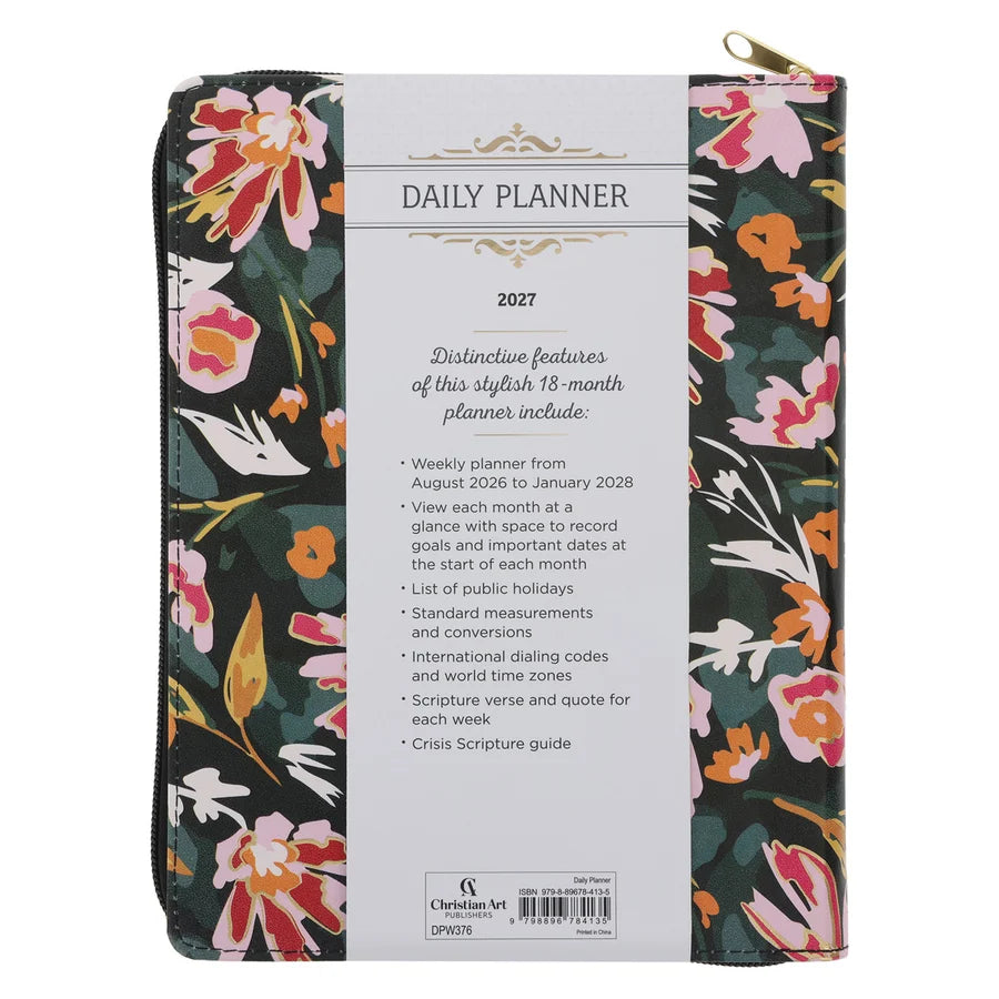 2027 Diary - 18-Month Planner for Women - Trust in the Lord - Faux Leather with Zip