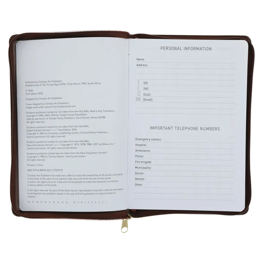 2027 Executive Diary - Daily Planner - For I Know the Plans - Faux Leather with Zip