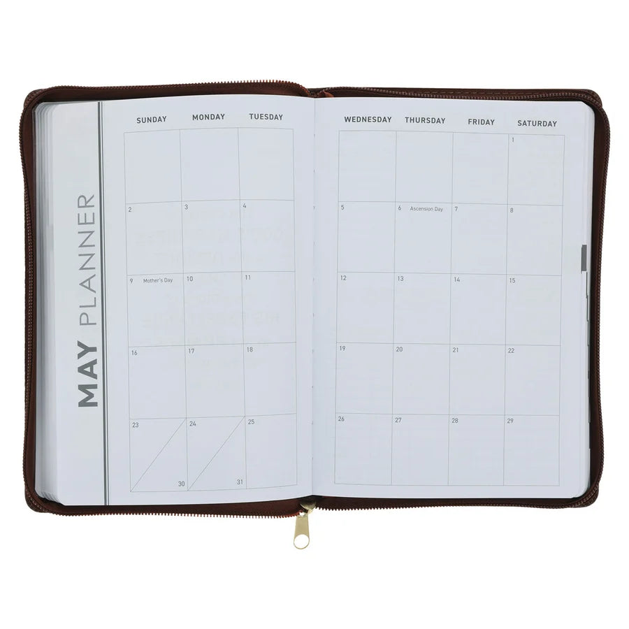 2027 Executive Diary - Daily Planner - For I Know the Plans - Faux Leather with Zip