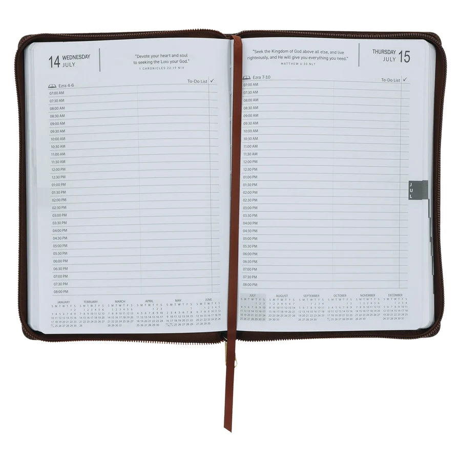 2027 Executive Diary - Daily Planner - For I Know the Plans - Faux Leather with Zip