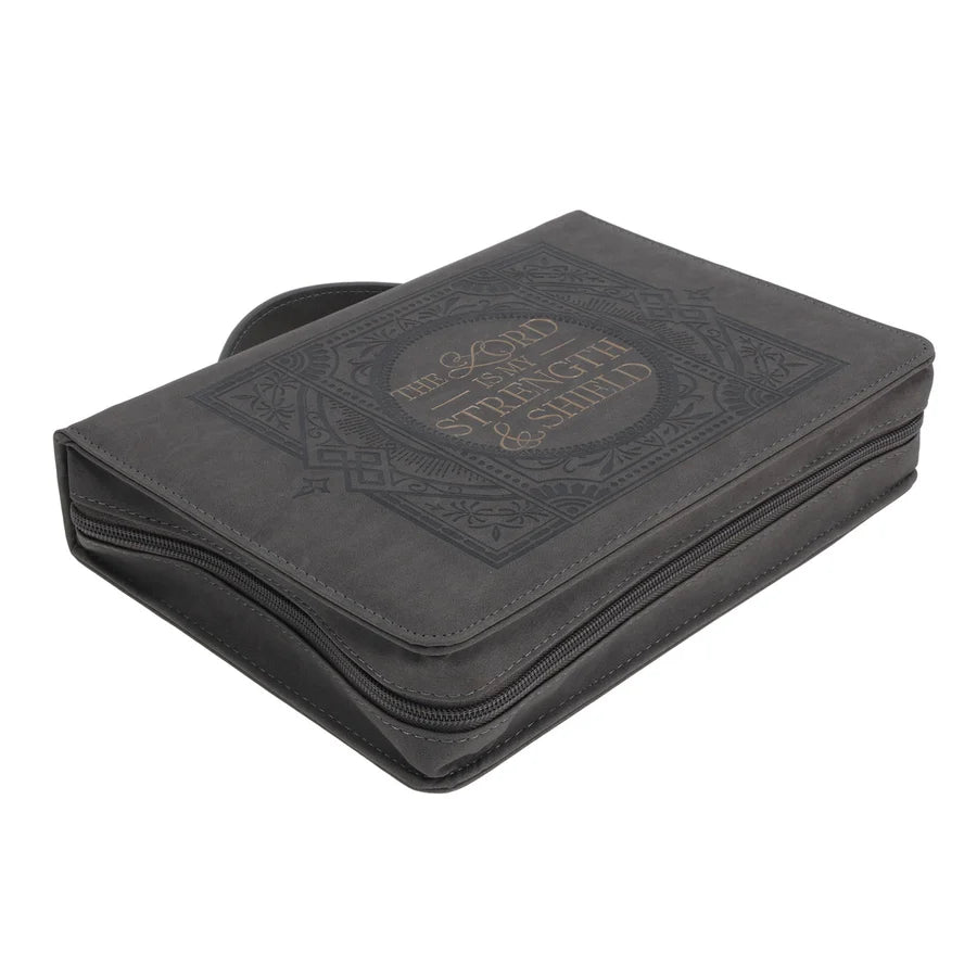 The Lord Is My Strength and Shield Faux Leather Bible Bag