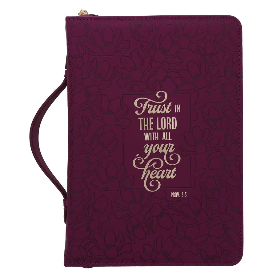 Trust in the Lord with All Your Heart Burgundy Faux Leather Bible Bag