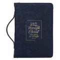 I Can Do All Things Through Christ Blue Faux Leather Bible Bag